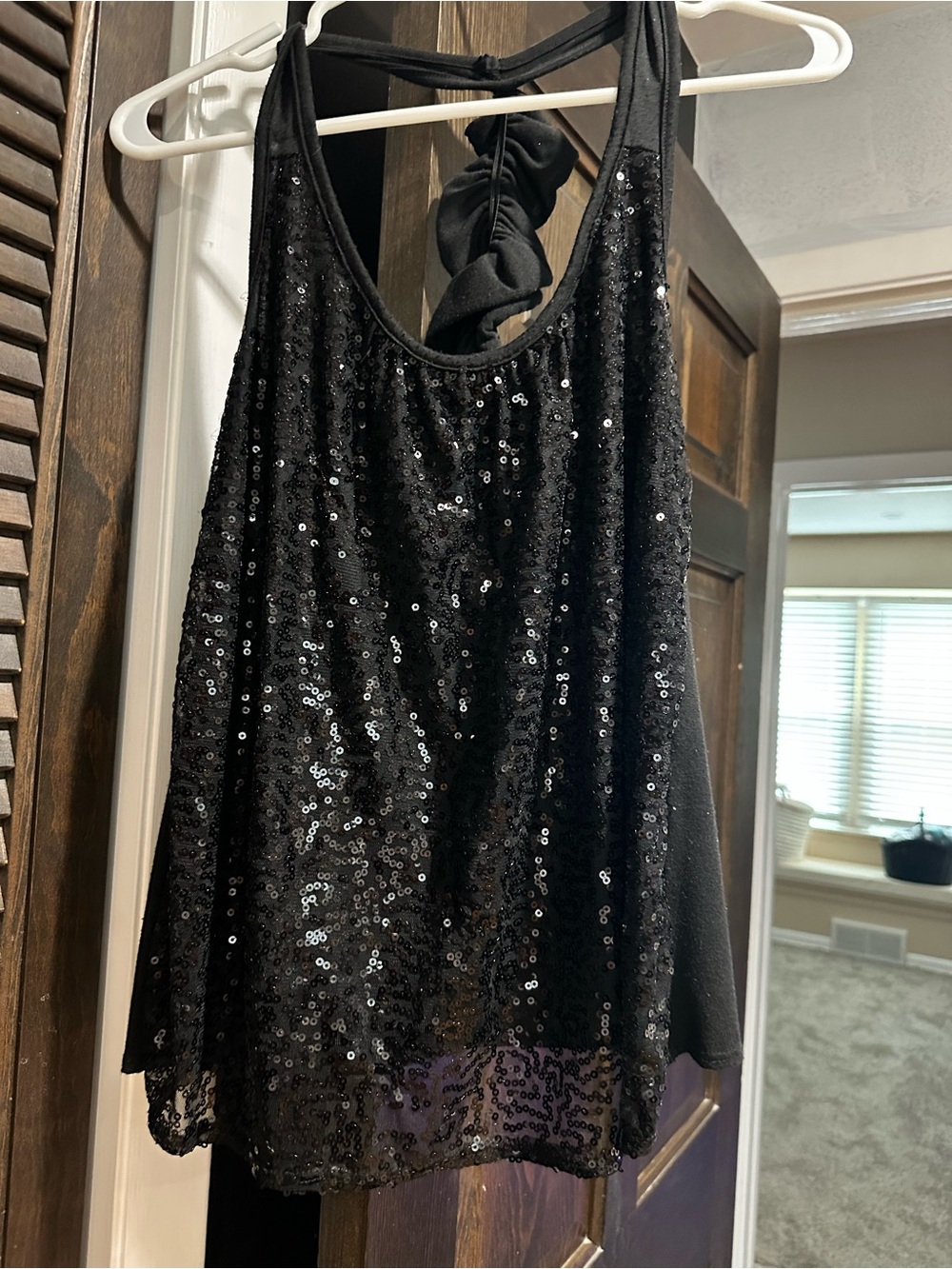 Windsor Black Sequin Halter Tank Top